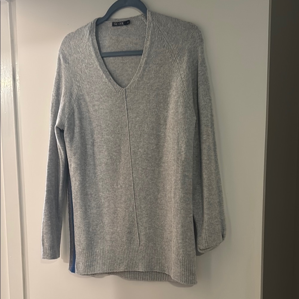 NIC+ZOE Gray V-Neck Sweater Tunic